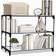 PHILOSHOP 3 Tier Metal Book Shelf Tall Narrow Storage Rack for Kids and Adults Modern Bookshelf Unit for Nursery, School, Home, and Office, Floor Mount Open