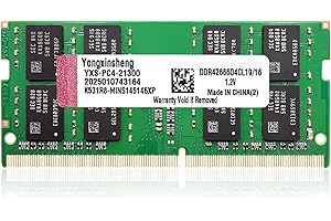 Yongxinsheng DDR4 2666MHz 16go RAM pour Ordinateur PC4-21300 SODIMM Non ECC Unbuffered 1,2 V 2Rx8 Dual Rank 260Pin CL19 Portable Mémoire