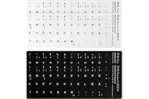 JOYIAL 4 Stück Tastatur Aufkleber Sticker Deutsch, Deutsche Tastaturaufkleber, Universal Tastatur Aufkleber, Tastatur Aufkleber Deutsch, Ersatz Laptop Aufkleber Für Pc/Laptop & Notebook (2 Schwarz 2 Weiß)