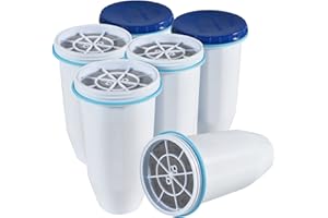 Zeroliquid ZR-001 Replacement Water Filter, Replacement Water Filters for Pitchers and Dispensers, Most Advanced 6-Stage 0 TDS System (6 Pack)
