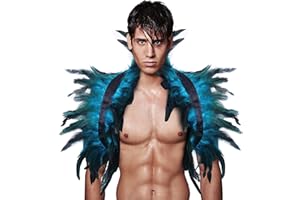Darryy Capa de Plumas, Chal de Plumas, Disfraz de Halloween, Bufanda de Plumas, Adecuado para Halloween, Carnaval, Cosplay, Rrepresentaciones Teatrales (Azul)