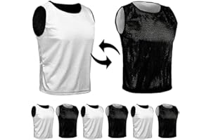 SPORTSBIBS 6X Pettorina bilaterale Double Face Riutilizzabile da Allanamento Bavaglini da Calcio, Basket - Set di 6 Pezzi - Reversible Calcetto Esegui Sport T-Shirt Unisex S M L XL