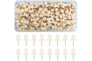 BAYIDUN 130 Pezzi Chiodini in Legno Naturale, Puntine da Parete in Legno Tondi, per Lavagne di Sughero, Bacheca, Mappa, Calendario, Foto (130 pezzi)