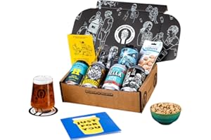 Premium Craft Pale Ale/IPA Beer Gift Hamper - 5 Independent British Craft Beers, a Snack and QWERTY Beer Box Tasting Glass to make the IPA Beer Gift for Men