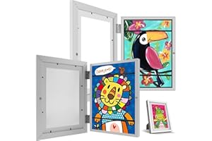 JOKAPY 2 Stück Bilderrahmen Kinderzeichnungen A4, Kinder Kunst rahmen Aufklappbar, Kinder Kunstrahmen Frontöffnung, Befüllbarer Klapprahmen zur Aufbewahrung&Darstellung von Kinderzeichnungen (Weiß, 2Pcs)