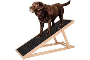 Holtaz Rampa per cani, Rampa per gatti, Scala per cani per letto o divano, Scala per cani pieghevole in legno, Passerella per animali domestici con rivestimento antiscivolo.