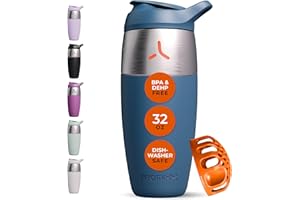Promixx Pursuit Stainless Steel Shaker Cup – 950ml Metal Protein Shaker Bottle with Snap-Fit Agitator for Smooth Shakes – Leak-Proof, BPA-Free, Dishwasher Safe – Midnight Blue