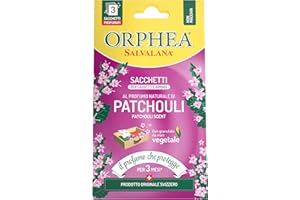Orphea Salvalana, Sacchetti per Cassetti e Armadi al Profumo Naturale di Patchouli della Malesia, Confezione da 3 pezzi