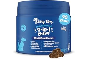 Zesty Paws Senior Advanced Dog Multivitamin 9-in-1 | Maintain Gut Health & Skin Health | Immune Support | Physical Performance | Source of Antioxidants | Vitamin B | Supports Gut & Skin Health | 90 Pc