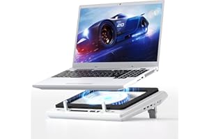 llano Refroidisseur de PC Portable Ventilateur Turbo Extra-Large de 14 cm et Mousse d'étanchéité pour Un Refroidissement Rapide des Ordinateurs Portables de 38 à 48 cm, hub USB à 3 Ports