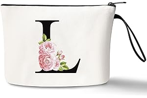 JEKUGOT Personalisierte Make-up-Taschen, Geburtstagsgeschenke für Frauen, Mütter, A-Z Personalisierte Geschenke für Frauen, einzigartige Freundschaftsgeschenke für Frauen, Braut-Kosmetiktasche (L)