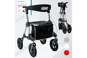 TABAS Rollator faltbar & leicht mit Sitz I Preis-/Leistungssieger I Outdoor Rollator mit Luftbereifung, Sitzfläche & Rückengurt, Tasche & Stockhalter I Rollator für Senioren I Gehhilfe von Lösch Reha