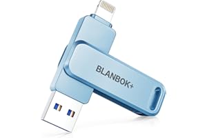 BLANBOK+ MFi Certified 3 in 1 Flash Drive for iPhone,USB Memory Stick,Memory Stick Photo transfer,USB Storage Stick for iPhone/iPad/Android/PC (Blue, 256, GB)