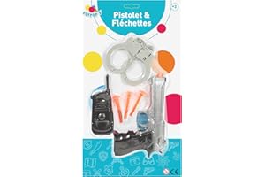 FLYPOP'S - Set di Polizia - Accessori per Costumi - 184211 - Nero - Plastica - Poliziotto - Giocattolo per Bambini - Carnevale - Costume - Pistola - Manette - 21 cm x 38,5 cm - A partire dai 3 anni.