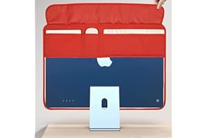 WESAPPINCcomputer Monitor Dust Cover for iMac 24”, PU Leather Protective Screen Dust Cover Sleeve with Rear Pocket Compatible with iMac 24 inch (24inch, Red)