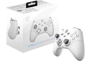 MSI FORCE GC300 WIRELESS WHITE Manette gaming pour PC - 2.4 GHz, Bluetooth, USB Type-C vers A - filaire/sans fil, batterie Li-ion 600mAh (20h), D-Pad interchangeable, deux moteurs à vibration