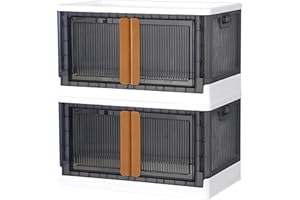 StarryTiger 72L Boite Rangement Plastique - 2 Pièces Bac de Rangement Pliable, Caisse Rangement Plastique avec Couvercle, Grand Boîte de Rangement pour Jouets, Vêtement, Livres