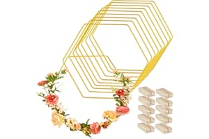 Uennm 10 Piezas Metal Aros Floral Anillos con 10 Piezas Soportes de Madera, Anillo de Metal para Manualidades, Floral Corona Adecuado para Pared Boda Manualidades Guirnalda y Bricolaje (20 cm)