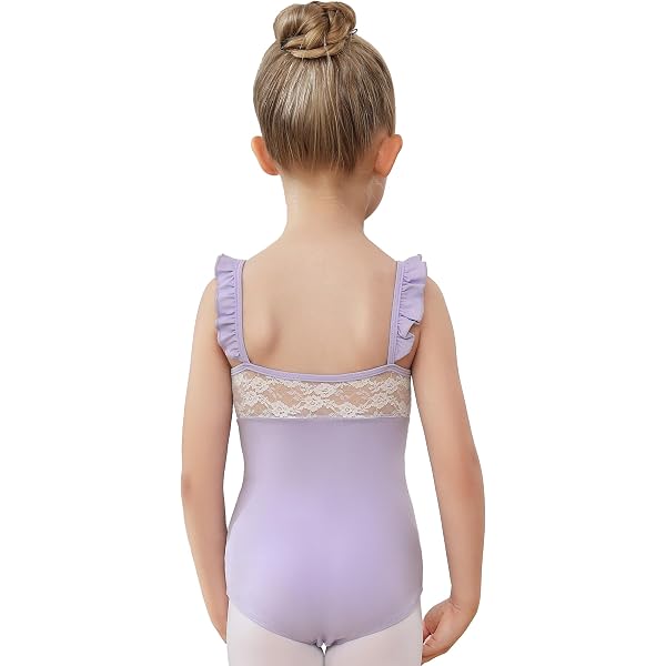 Justaucorps Danse Fille Avec Dentelle Dans Le Dos - Pour Ballet, Gym, Yoga - Taille 2 à 12 Ans