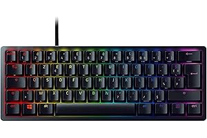 Razer Huntsman Mini (Switches Rouges) - Clavier Gamer Compact à 60% (Switches Opto-Mécaniques Silencieux et Linéaires, Touches en PBT, Câble USB-C Détachable) Clavier AZERTY | Noir