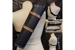 ZXKYZR8 Accessoires de Costume de Cosplay Médiéval, Rivet Décoration Cylindre Cuir Épaule-Dos Grande capacité Carquois Porte-flèche pour Arc à poulies Tir à l'arc Chasse