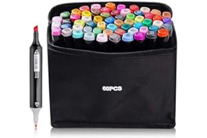 VALLTENG Jingyue - 60 colori Disegno Pennarello,Art sketch pennarelli Twin Marcatori Broad Fine Point Graphic Marker per Pittura, (80 Marqueurs)