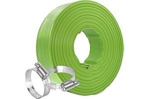Eastrans 1-1/2''x100ft Pool Backwash Hose,Heavy Duty Discharge Lay Flat Hose for Swimming Pool,Drain Hoses with 2 Clamps,6 Bar,Green