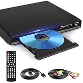 DVD Player with HDMI Port, Free Regional DVD Players for Smart TV, HDMI/RCA Output Cable Included, Pause Memory, Built-in PAL
