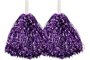 ALSINO 2 Pompones Métalicos | Lila | de Animadora | Cheerleader | Pom Poms | Chica | Accesorio para Disfraz | Despedida de Soltera