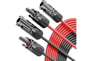 ABSINA Cable Solar 4mm2 H1Z2Z2-K Negro y Rojo - 2X 10 Metro para Panel Solar - Resistente a UV Con Enchufe