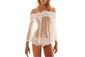 FunAloe Sexy Lingerie For Women Sets See Through Babydoll Lingerie Lace Sexy Nightwear Sheer Mesh Chemise Nighties G-String Sets Ladies Underwear Sexy Sets Transparent Nightdress Negligee