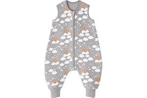 Looxii Saco de Dormir bebé con Pies 1.0 TOG Algodón Saco Dormir En otoño Todo el año para 4-6 año Niños Niñas 100 cm