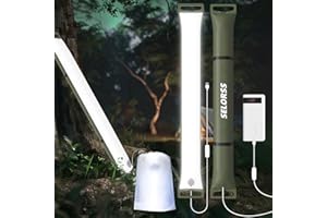 SELORSS Lampes de camping gonflables 33,86in / 86cm Lampe télescopique pliable Outask, lumière LED extérieure portable IP66 étanche avec USB lumineux à intensité variable pour le camping - Vert