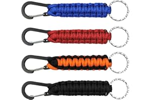 duisoad 4 Piezas Paracord Llaveros con Clip Paracord Llaveros con Mosquetón Llavero Mosquetón Cuerda Herramientas para Actividades de Senderismo al Aire Libre