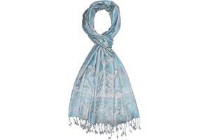 Lorenzo Cana Brands Natural Coir Floral Stole Pashmina Shawl Scarf Stole Grey Bleu aqua aqua Pastel 70 x 210 cm 7844511