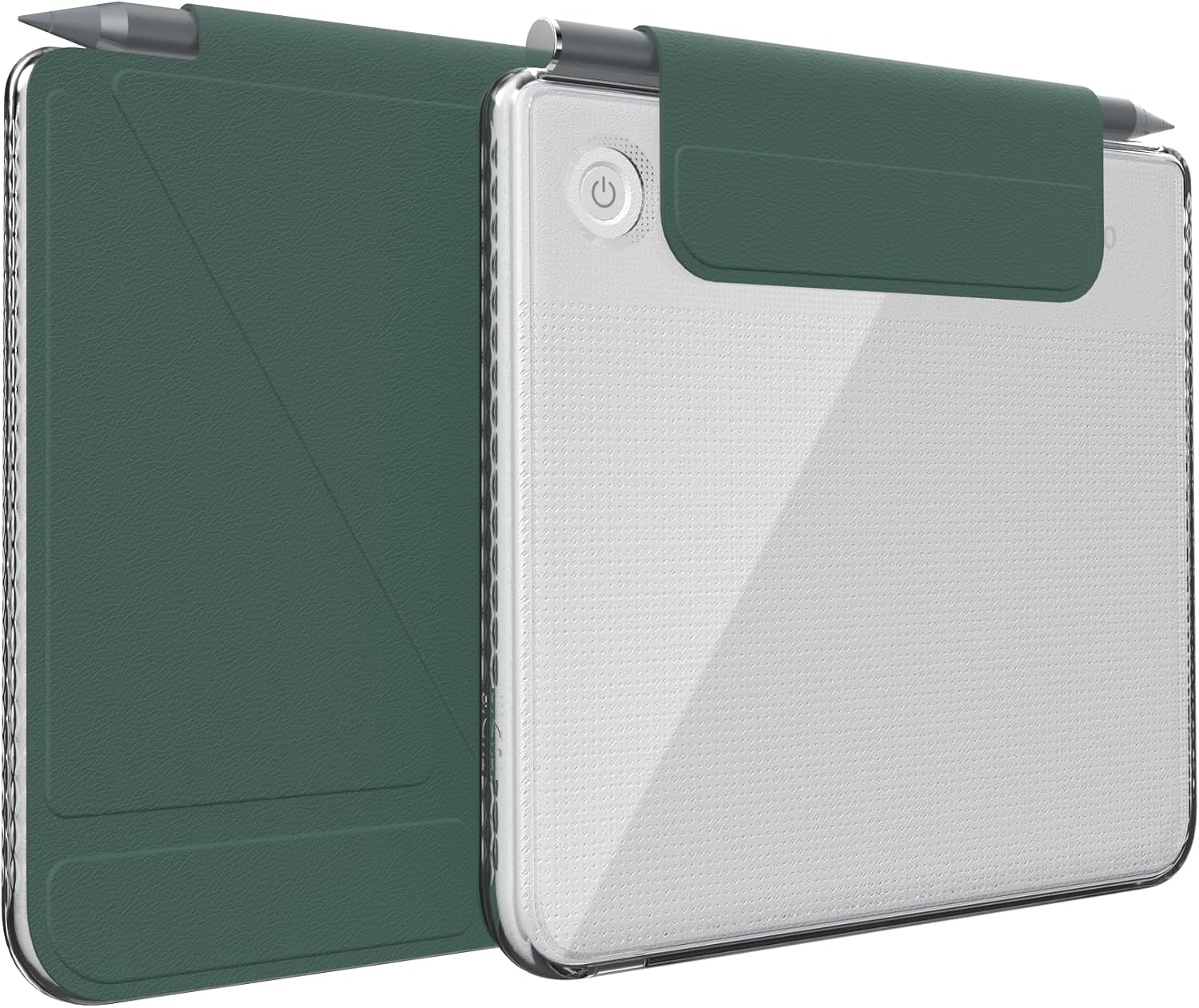 TUDIA M-FLIP Detachable Clear Magnetic Case for Kobo Libra Colour (2024) - [Auto Wake/Sleep] Shockproof Slim Transparent Back Magnetic Fold Cover with Stylus Holder (Dark Green)