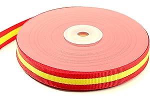 ONLY FAITH Cinta Bandera de España Tela para Pulseras y Manualidades Tela Ribbon (25 metros / 1.5 cm, Rojo)