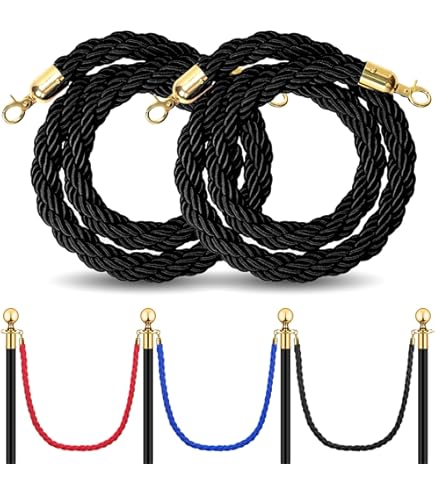 Fumete 6 Pieces Velvet Stanchion Rope Bulk 4 Feet Party Crowd Control Barrier Safety Velvet Rope With Gold Hook For Movie Theater Opening Hotel Car - View #6