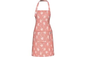GENIXART Kitchen Cooking Apron, Adjustable Chef Bib Aprons for Women/Men, 100% Cotton Apron for Restaurant Cafe Shop, Gingham Check