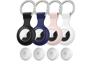 Vancle Compatible with Apple Airtag Soft Silicone Airtag Holder with Keychain Waterproof Airtag Case Airtag Cover for Air tag Key Finder Tracker Finder (Black/Pink Sand/Navy Blue/White)