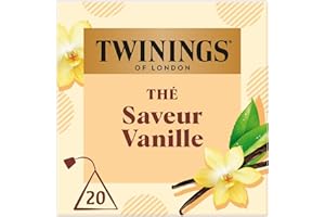 Twinings - Thé Noir Saveur Vanille - 20 Sachets - Rond et Gourmand - à Déguster Chaud ou Froid