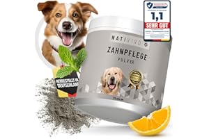 ‎NATIVIVO NatiVivo Zahnpflege Hund – Zahnsteinentferner Hund – Zahnpulver unterstützend bei Mundgeruch und Zahnstein Hund – 175 Gramm Dental Pulver zur Hunde Zahnpflege – Made in Germany