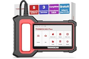 THINKCAR Valise Diagnostic Auto, ThinkScan Plus S4 OBD2 Diagnostic Français avec Moteur/TCM/ABS/SRS/BCM, avec 28 Services de Réinitialisation (Choisissez-en 3 Gratuitement), Mise à Jour Gratuite à Vie