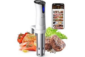 ‎BLITZHOME Sous Vide Garer, BLITZHOME SV-2209-1 Sous Vide Stick 1100W WiFi App Steuerung mit Präziser Temperatureinstellung 25℃ bis 92,5℃, Timer, leises Edelstahl Präzisions Tauchzirkulationsgerät, Rezepten