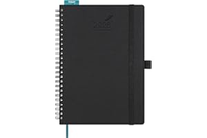 BEZEND Agenda 2026 Semainier A5 21 x 15,5 cm, janvier à décembre 2026 (12 mois) avec Spirale Couverture Souple en Cuir PU, Noir