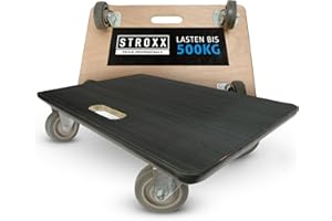 ‎STROXX STROXX – 1x Transportroller mit 500kg Traglast (600 x 400 x 145mm) – Rollbrett mit rutschfestem Gummibelag – Möbelroller für Umzug & sperrige Gegenstände
