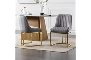 chairus Dining Chairs Set of 4 Velvet Upholstered Kitchen Chair with Metal Legs Armless Side Chairs for Dining Room (Gray-2)