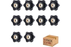 MYTHOSURGE Sterngriffmutter Stern Muttern 10 Stück M8 × 32 MM Innengewinde Klemmknopf Griffmuttern Rändelmutter Klemmmutter Durch Loch Star Kopf für für Werkzeugmaschine, Maschine(M8)