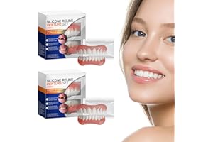 SNONESIY 2 Sätze Silikon Zahnprothesen Zahnersatz zum Aufstecken Silicone Reline Denture Set 6 × 1,9 Cm/5,7 × 2 Cm Provisorische Zahnprothese für Frauen Männer Geeignet für Silikon-Zahnimplantate