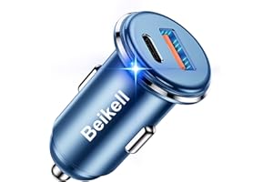 Beikell Zigarettenanzünder USB C Adapter,48W PD&QC 3.0 Schnellladung Auto Ladegerät USB C, Mini Metall Dual Port Kfz Ladegerät Kompatibel mit iPhone 14/13/12/11, Galaxy, iPad-Pacific Blau